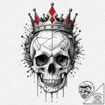 Bone crown resting on cracked skull, artistic… – tattoo sketch (№1753447716_0, 25.07.2025 12:48) — tattoovalue.net