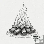 A powerful blazing bonfire, warmth,, ink illu… – tattoo sketch (№1753449099_0, 25.07.2025 13:11) — tattoovalue.net