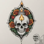 A powerful burning oil lamp, ancient,, tattoo… – tattoo sketch (№1753449299_0, 25.07.2025 13:14) — tattoovalue.net