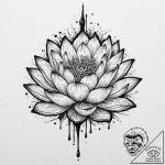 Lotus dagger dripping ink, tattoo line art, v… – tattoo sketch (№1753451332_0, 25.07.2025 13:48) — tattoovalue.net