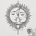 Stylized sun and moon in a lover’s embrace, t… – tattoo sketch (№1753451957_0, 25.07.2025 13:59) — tattoovalue.net