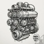 Internal combustion engine, animated and roar… – tattoo sketch (№1753452569_0, 25.07.2025 14:09) — tattoovalue.net
