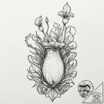 Pitcher plant luring in a curious fairy, tatt… – tattoo sketch (№1753452769_0, 25.07.2025 14:12) — tattoovalue.net