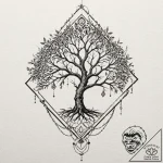Quartz chain binding spectral tree, tattoo fl… – tattoo sketch (№1753453772_0, 25.07.2025 14:29) — tattoovalue.net
