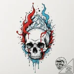Avalanche skull buried in ice, tattoo flash s… – tattoo sketch (№1753454177_0, 25.07.2025 14:36) — tattoovalue.net