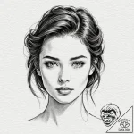 Face, tattoo line art, sepia tone sketch, vin… – tattoo sketch (№1753454573_0, 25.07.2025 14:42) — tattoovalue.net