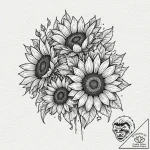 A cheerful bouquet of sunflowers, bright and… – tattoo sketch (№1753455354_0, 25.07.2025 14:55) — tattoovalue.net