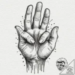 Fist, clenched and cracking, made of volcanic… – tattoo sketch (№1753455942_0, 25.07.2025 15:05) — tattoovalue.net