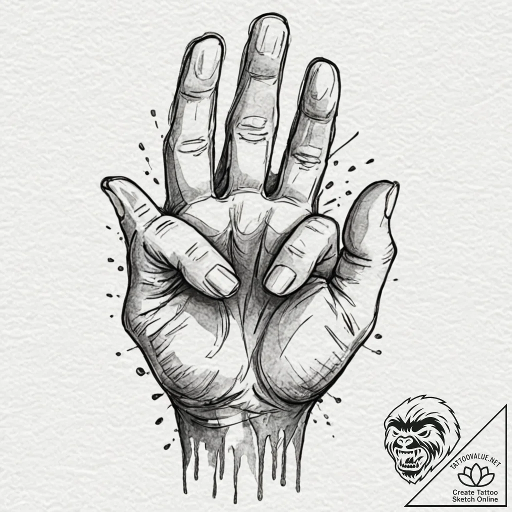 Fist, clenched and cracking, made of volcanic... - tattoo sketch (№1753455942_0, 25.07.2025 15:05) — tattoovalue.net