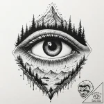 Kaiju eye peering through mist, artistic tatt… – tattoo sketch (№1753457925_0, 25.07.2025 15:38) — tattoovalue.net