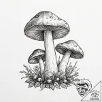 Mushrooms – tattoo sketch (№1753458324_0, 25.07.2025 15:45) — tattoovalue.net