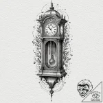 Grandfather clock, tall and steadfast, tattoo… – tattoo sketch (№1753458518_0, 25.07.2025 15:48) — tattoovalue.net