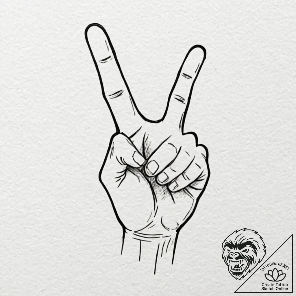 Finger guns gesture, minimalist outline, tatt... - tattoo sketch (№1753459118_0, 25.07.2025 15:58) — tattoovalue.net