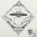 Ufo beaming up a cat, tattoo sketch design, o… – tattoo sketch (№1753459540_0, 25.07.2025 16:05) — tattoovalue.net