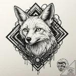 Cybernetic fox with glowing optic nerves, ink… – tattoo sketch (№1753459941_0, 25.07.2025 16:12) — tattoovalue.net