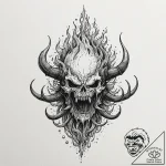 Molten helm devouring flame, ink illustration… – tattoo sketch (№1753460134_0, 25.07.2025 16:15) — tattoovalue.net