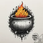 A witch’s cauldron, tattoo flash sheet design… – tattoo sketch (№1753460720_0, 25.07.2025 16:25) — tattoovalue.net