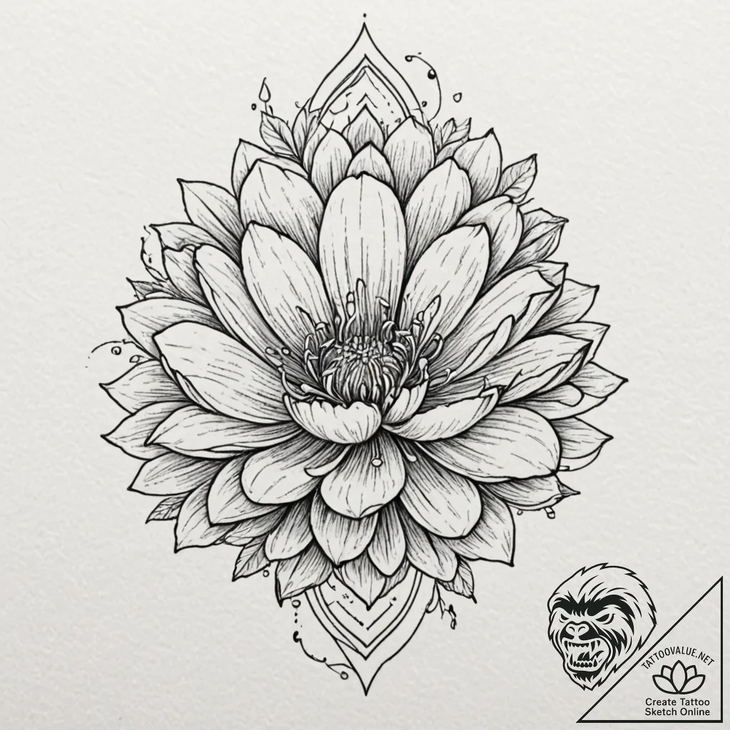 Flower, tattoo flash sheet design, black and... - tattoo sketch (№1753461117_0, 25.07.2025 16:31) — tattoovalue.net