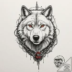 Chained wolf, muscles straining, shattering i… – tattoo sketch (№1753461720_0, 25.07.2025 16:42) — tattoovalue.net