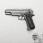 Deckard’s pistol from blade runner, tattoo li… – tattoo sketch (№1753461914_0, 25.07.2025 16:45) — tattoovalue.net