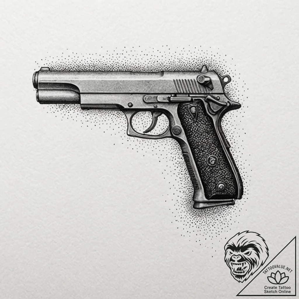 Deckard's pistol from blade runner, tattoo li... - tattoo sketch (№1753461914_0, 25.07.2025 16:45) — tattoovalue.net