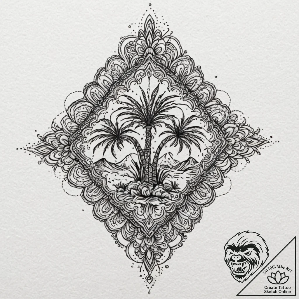 Palm, tattoo drawing outline, highly detailed... - tattoo sketch (№1753462108_0, 25.07.2025 16:48) — tattoovalue.net