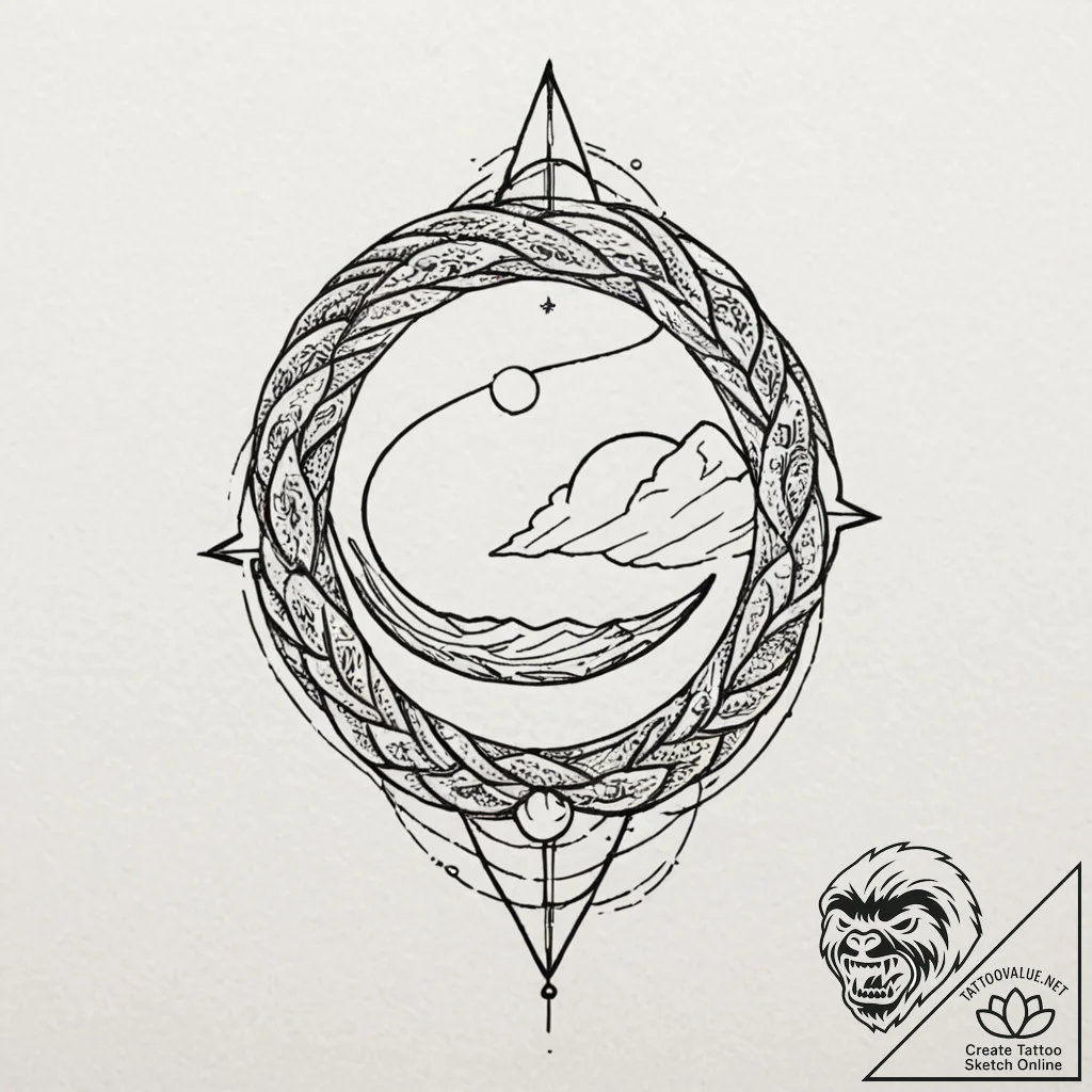 Astral serpent weaving through comet trail, c... - tattoo sketch (№1753462688_0, 25.07.2025 16:58) — tattoovalue.net