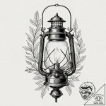 Firefly captured in an ornate, miniature lant… – tattoo sketch (№1753463283_0, 25.07.2025 17:08) — tattoovalue.net