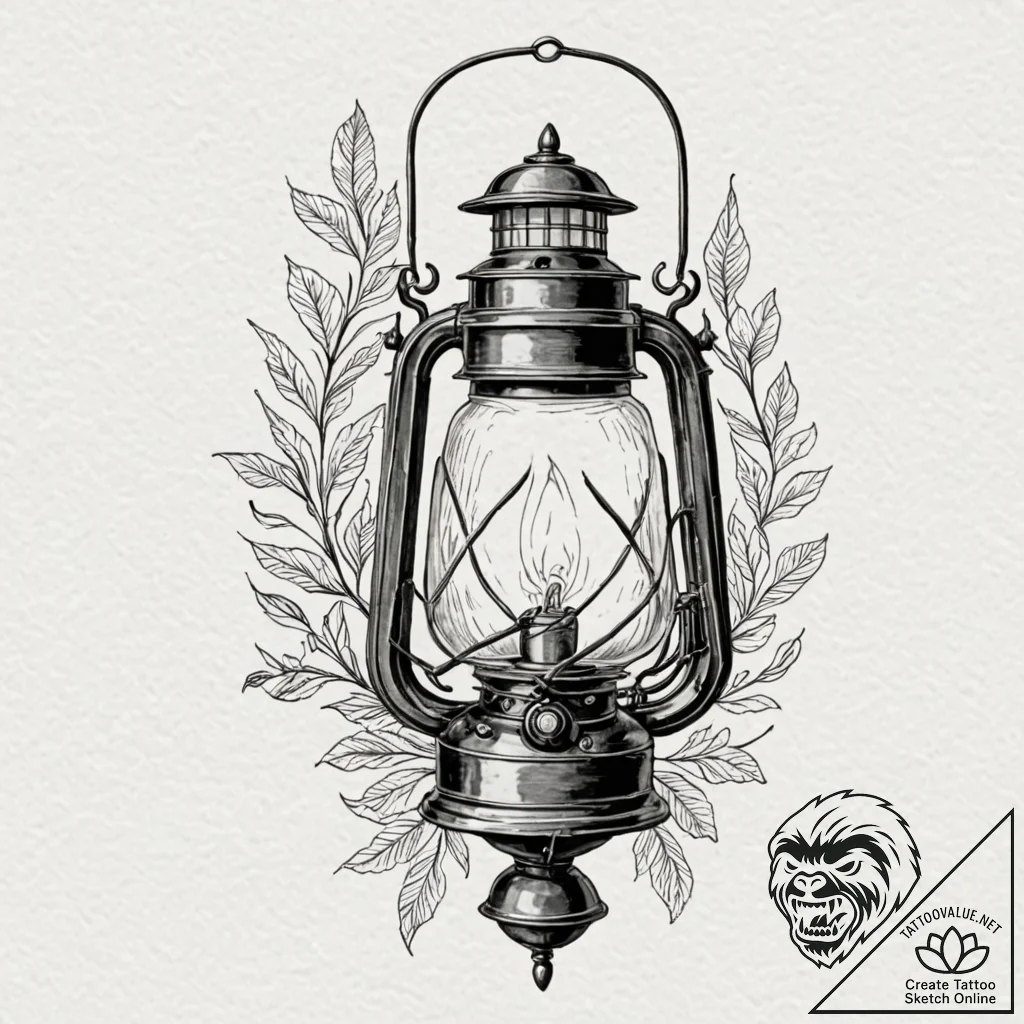 Firefly captured in an ornate, miniature lant... - tattoo sketch (№1753463283_0, 25.07.2025 17:08) — tattoovalue.net