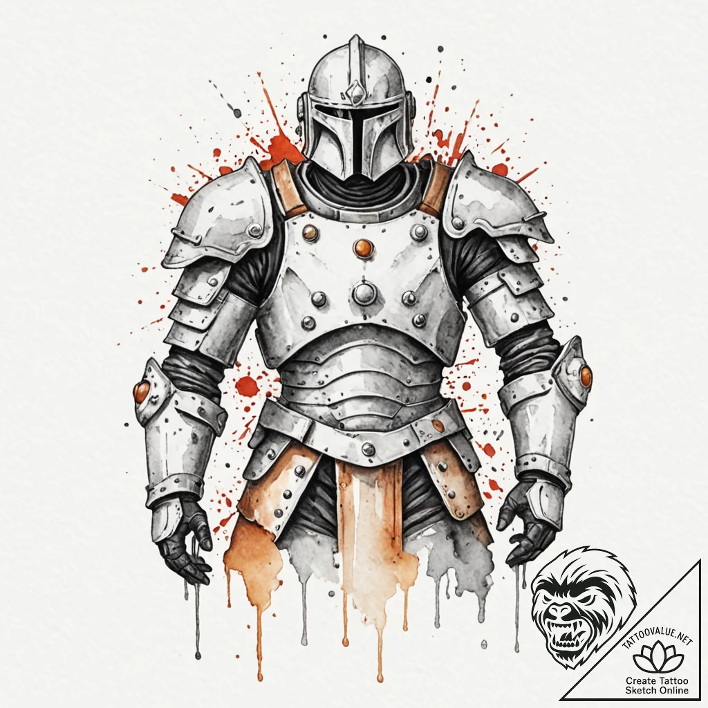 Animated armor with no wearer, ink illustrati... - tattoo sketch (№1753463480_0, 25.07.2025 17:11) — tattoovalue.net