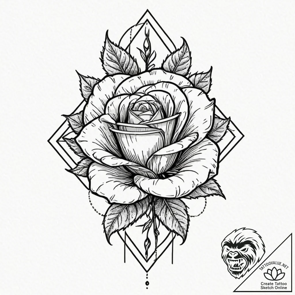 Ashen dagger through frozen rose, tattoo sket... - tattoo sketch (№1753463702_0, 25.07.2025 17:15) — tattoovalue.net
