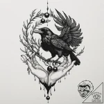 Claw of a raven holding a single, black pearl… – tattoo sketch (№1753464314_0, 25.07.2025 17:25) — tattoovalue.net
