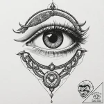 Eye of horus set within a mechanical iris, ar… – tattoo sketch (№1753464736_0, 25.07.2025 17:32) — tattoovalue.net