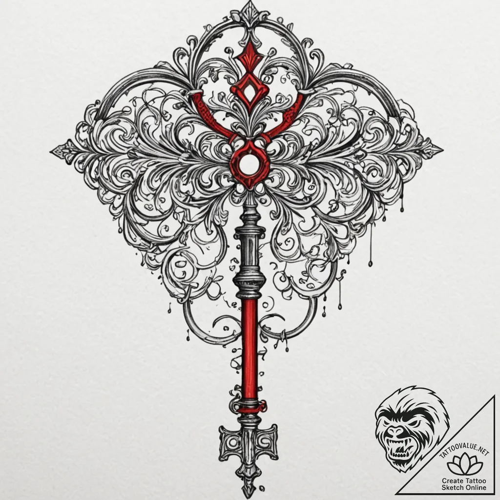 Antique key collection, concept art for tatto... - tattoo sketch (№1753465150_0, 25.07.2025 17:39) — tattoovalue.net