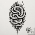 Ancient serpent slithering over crumbling wal… – tattoo sketch (№1753465359_0, 25.07.2025 17:42) — tattoovalue.net