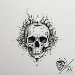 Burning candle melting into skull, tattoo ske… – tattoo sketch (№1753465758_0, 25.07.2025 17:49) — tattoovalue.net