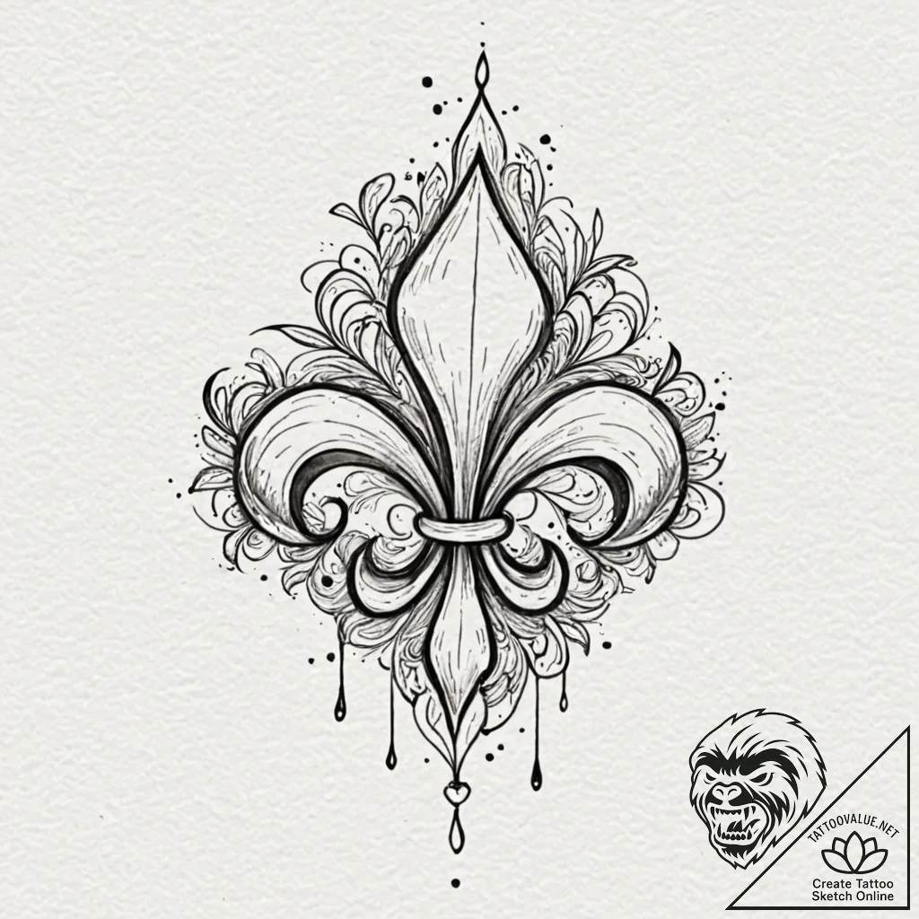 Fleur-de-lis, representing royalty, faith, an... - tattoo sketch (№1753466571_0, 25.07.2025 18:02) — tattoovalue.net