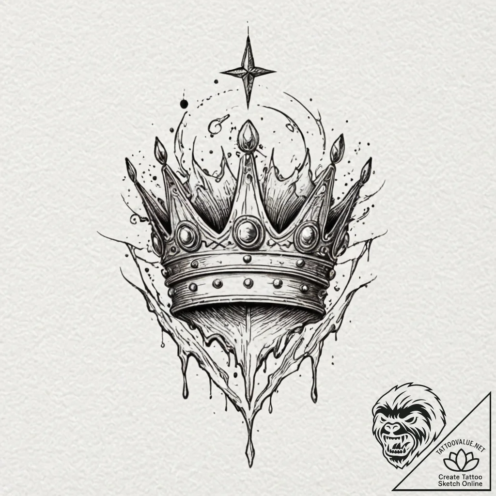 Queenр р†р вђљрівђћсћs crown cracked and blee... - tattoo sketch (№1753466767_0, 25.07.2025 18:06) — tattoovalue.net