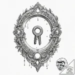A key unlocking a galaxy in a keyhole – tattoo sketch (№1753466968_0, 25.07.2025 18:09) — tattoovalue.net