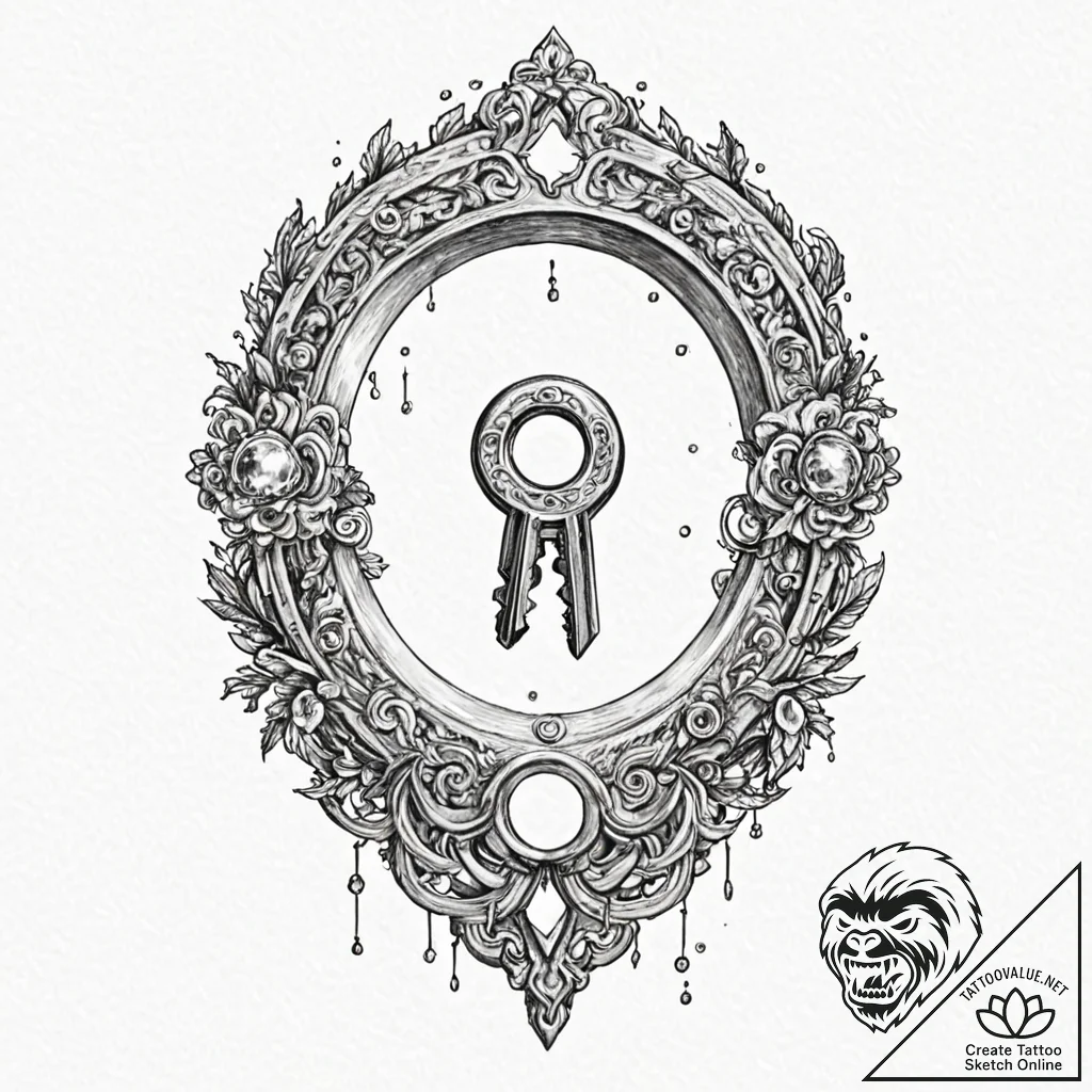 A key unlocking a galaxy in a keyhole - tattoo sketch (№1753466968_0, 25.07.2025 18:09) — tattoovalue.net
