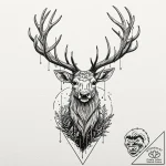 Emerald stag in spectral forest, artistic tat… – tattoo sketch (№1753467569_0, 25.07.2025 18:19) — tattoovalue.net