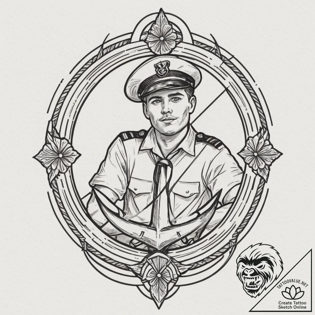Ring, concept art for tattoo, stylized interp... - tattoo sketch (№1753468356_0, 25.07.2025 18:32) — tattoovalue.net