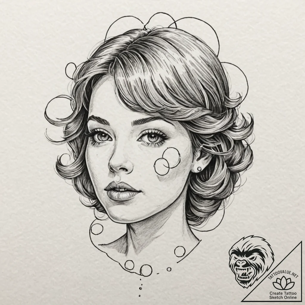 A whimsical bubble gum on nose, funny,, tatto... - tattoo sketch (№1753468552_0, 25.07.2025 18:35) — tattoovalue.net