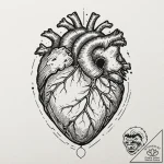 Anatomical heart encased in a crystal geode,… – tattoo sketch (№1753469333_0, 25.07.2025 18:48) — tattoovalue.net