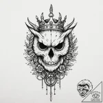 Owl skull crowned with runes, concept art for… – tattoo sketch (№1753469948_0, 25.07.2025 18:59) — tattoovalue.net