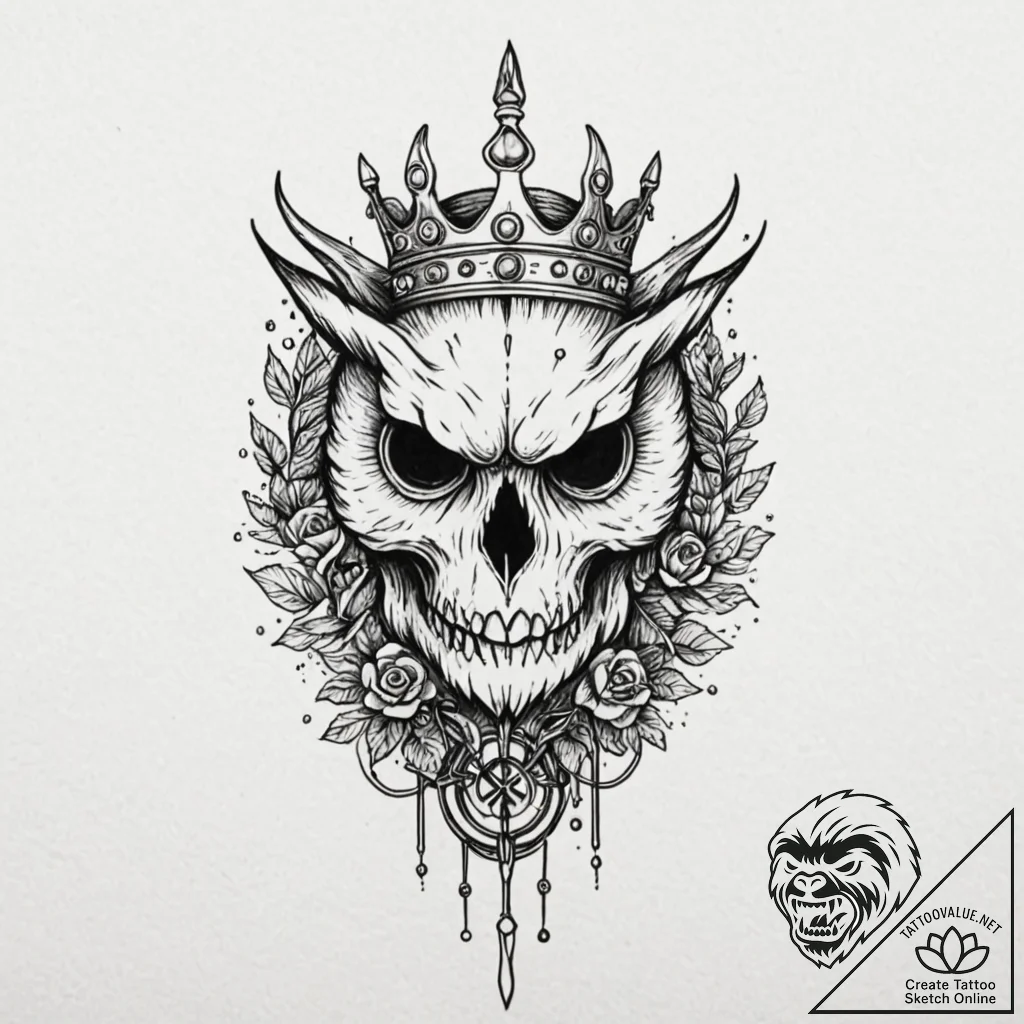 Owl skull crowned with runes, concept art for... - tattoo sketch (№1753469948_0, 25.07.2025 18:59) — tattoovalue.net