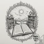 A cozy attic room filled with antique books,… – tattoo sketch (№1753470144_0, 25.07.2025 19:02) — tattoovalue.net