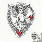 Cupid, tattoo sketch design, new school tatto… – tattoo sketch (№1753470345_0, 25.07.2025 19:05) — tattoovalue.net