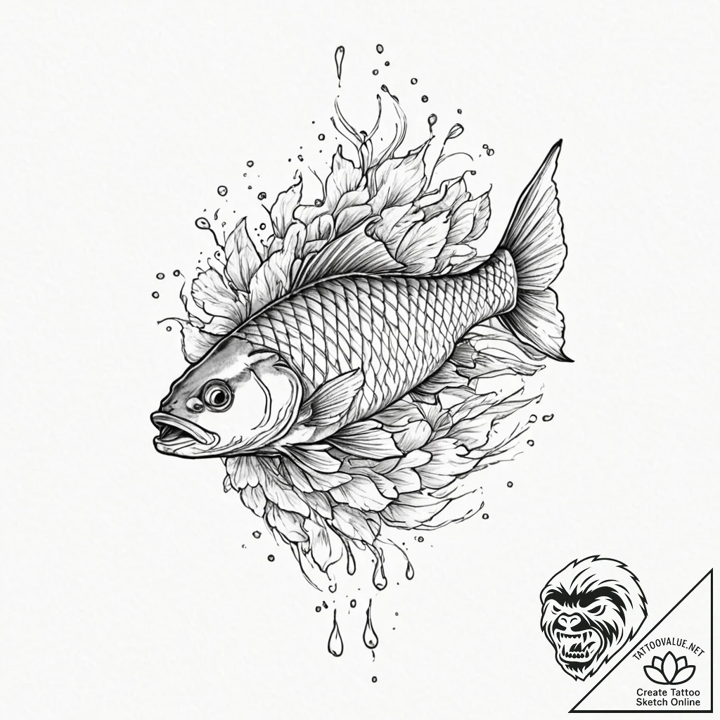 Carp - tattoo sketch (№1753470551_0, 25.07.2025 19:09) — tattoovalue.net