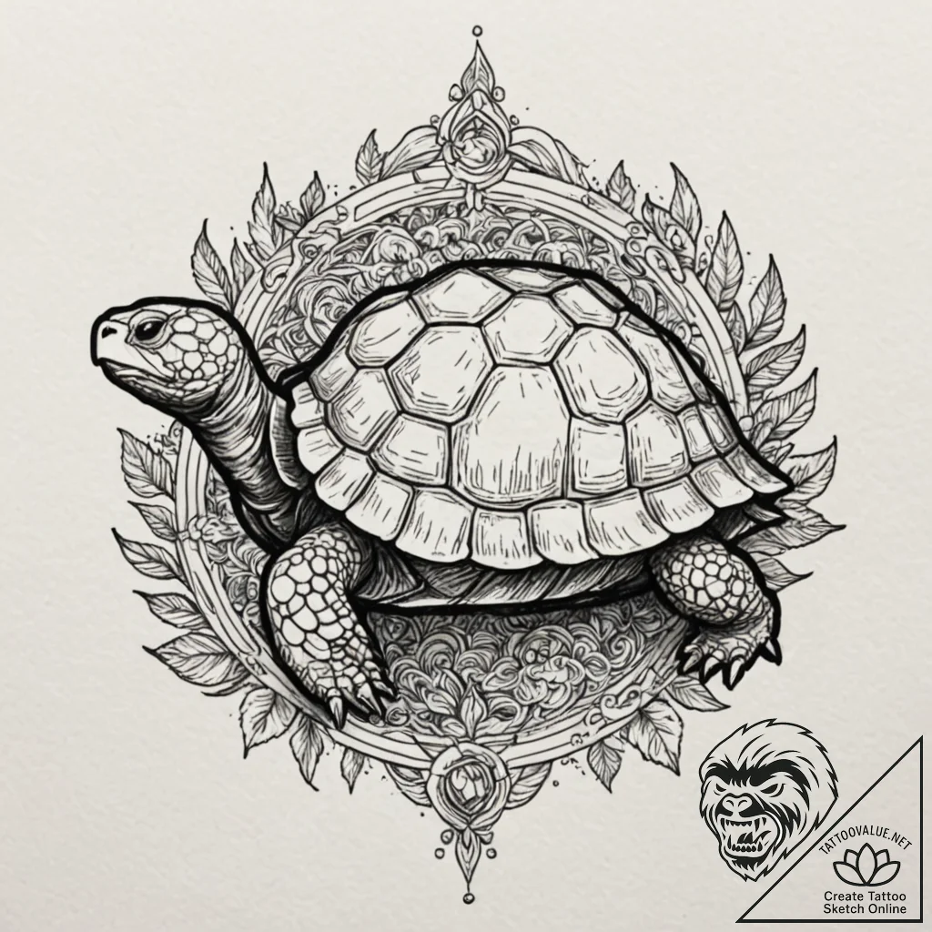 Tortoise, symbolizing wisdom, longevity, and... - tattoo sketch (№1753470944_0, 25.07.2025 19:15) — tattoovalue.net